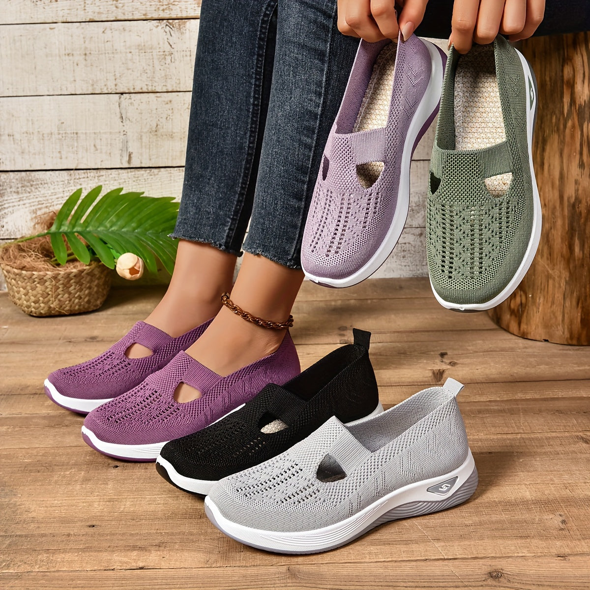 Kerstin | Andningsaktiva slip-on-skor | 1+1 GRATIS